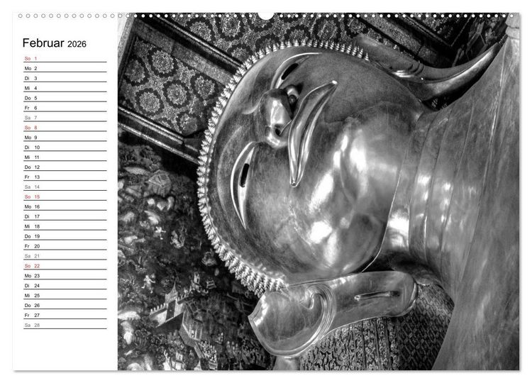 Produktbild: Bangkok Impressionen in Schwarz Wei&szlig; (hochwertiger Premium Wandkalender 2026 DIN A2 quer), Kunstdruck in Hochglanz
