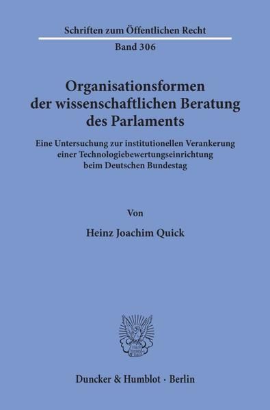 Produktbild: Organisationsformen der wissenschaftlichen Beratung des Parlaments.