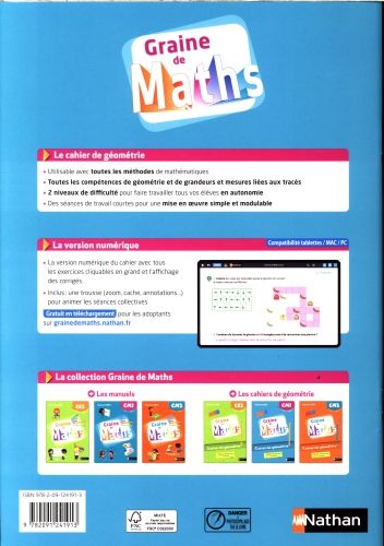 Produktbild: Graine de maths : cahier de g&eacute;om&eacute;trie CM1 cycle 3 ann&eacute;e 1