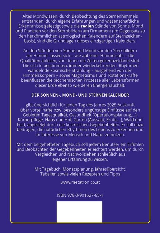 Produktbild: Der Sonnen-, Mond- und Sternenkalender 2025
