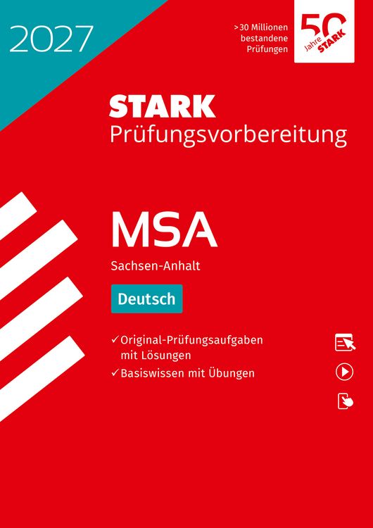 Produktbild: STARK Deutsch - MSA (Mittlerer Schulabschluss) 2027 Sachsen-Anhalt - Pr&uuml;fungsvorbereitung
