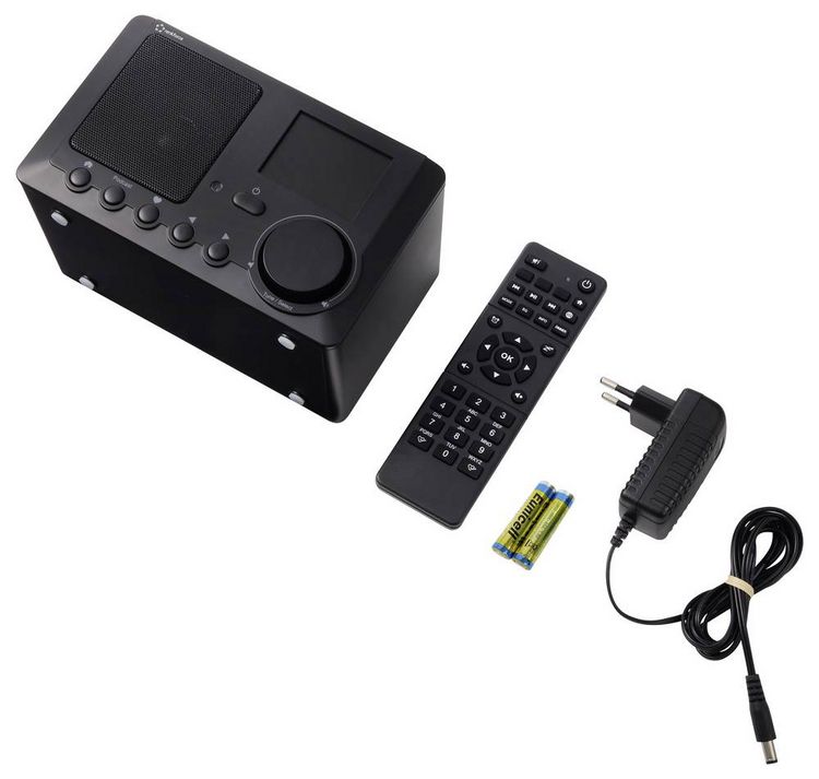 Produktbild: Renkforce RF-IR-MONO2 Internet Tischradio Internet Bluetooth&reg;, Internetradio, DLNA Inkl. Fernbedienung, DLNA-f&auml;hig, Weckfunktion Black