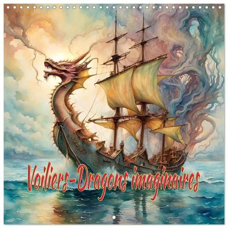 Produktbild: Voiliers-Dragons imaginaires (Calendrier mural carr&eacute; 2026 30x30 cm) Calendrier double avec une page pour vos prises de notes