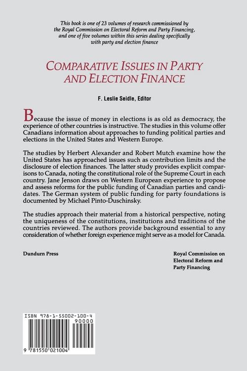 Produktbild: Comparative Issues in Party and Election Finance