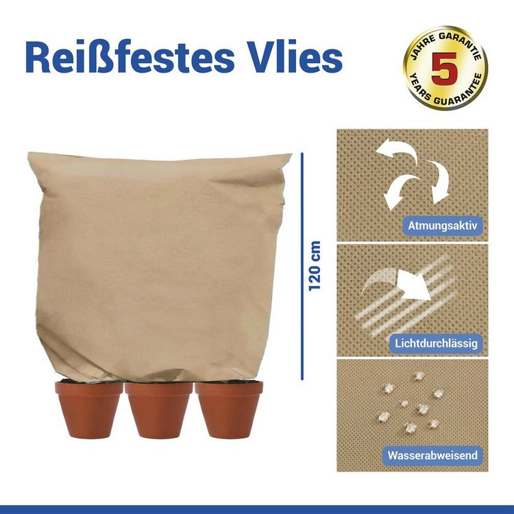 Produktbild: Pflanzenschutz-Vlies 180 x 120 cm, Beige, rei&szlig;festes Wintervlies f&uuml;r Pflanzen