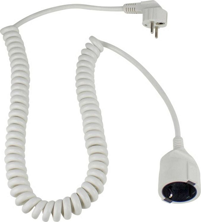 Produktbild: AS Schwabe 70412 Strom Verl&auml;ngerungskabel 16 A Wei&szlig; 2.50 m H05VV-F 3G 1,5 mm&sup2; Spiralkabel