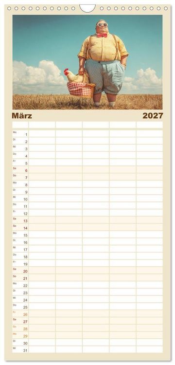 Produktbild: Familienplaner 2027 - Die H&uuml;hnerhelden. Witz und Charme mit M&auml;nnern, die Eier haben mit 5 Spalten (Wandkalender, 21 x 45 cm) CALVENDO