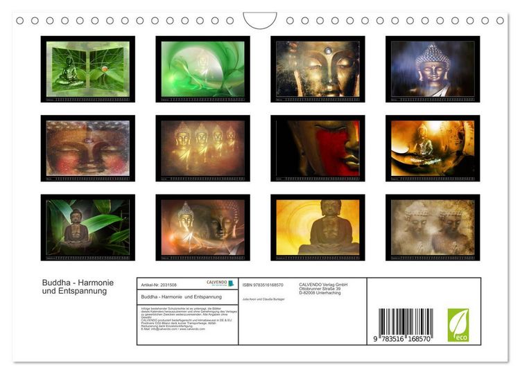 Produktbild: Buddha - Harmonie und Entspannung (Wandkalender 2026 DIN A4 quer), CALVENDO Monatskalender