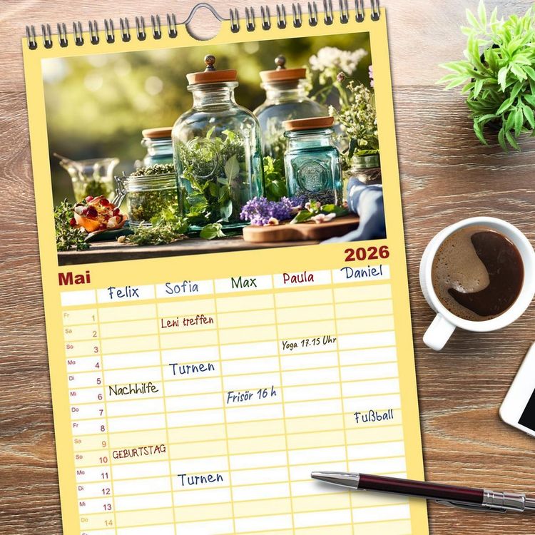 Produktbild: Familienplaner 2026 - K&uuml;chenkalender Glaswerk mit 5 Spalten (Wandkalender, 21 x 45 cm) CALVENDO