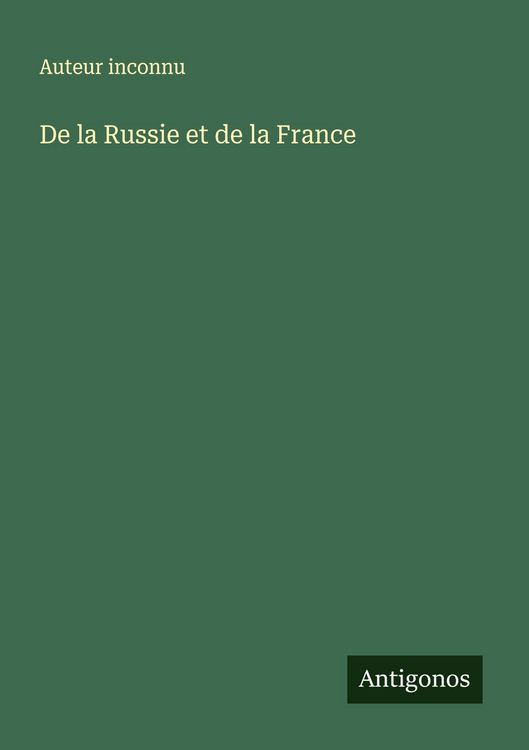 Produktbild: De la Russie et de la France
