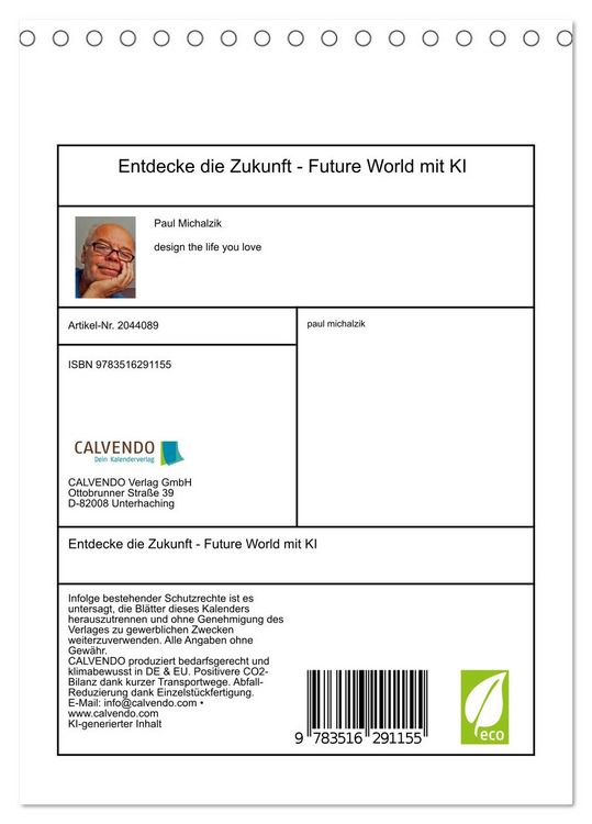 Produktbild: Entdecke die Zukunft - Future World mit KI (Tischkalender 2026 DIN A5 hoch), CALVENDO Monatskalender