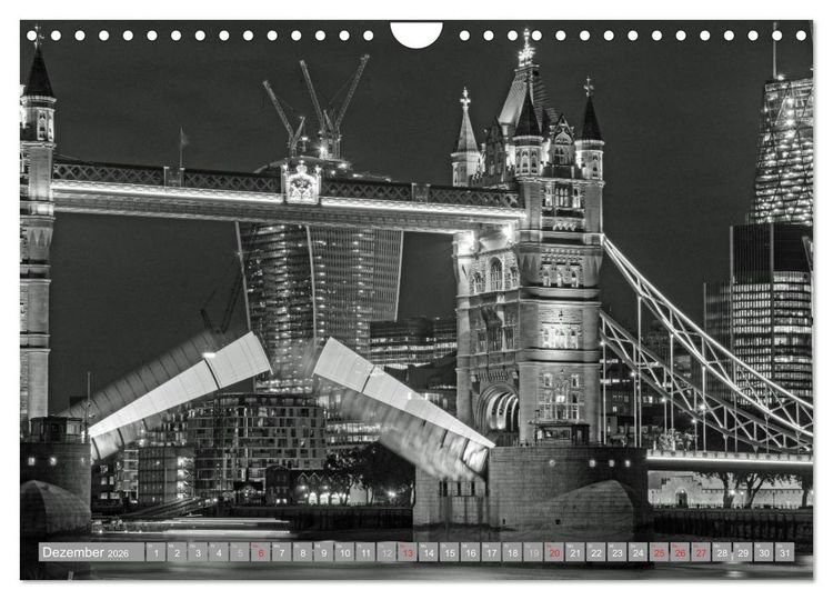 Produktbild: London in Schwarz-Wei&szlig; (Wandkalender 2026 DIN A4 quer), CALVENDO Monatskalender