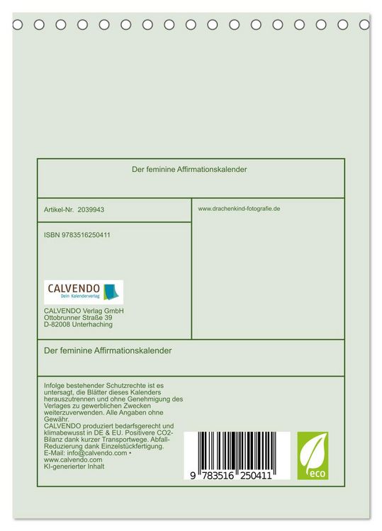Produktbild: Der feminine Affirmationskalender (Tischkalender 2026 DIN A5 hoch), CALVENDO Monatskalender