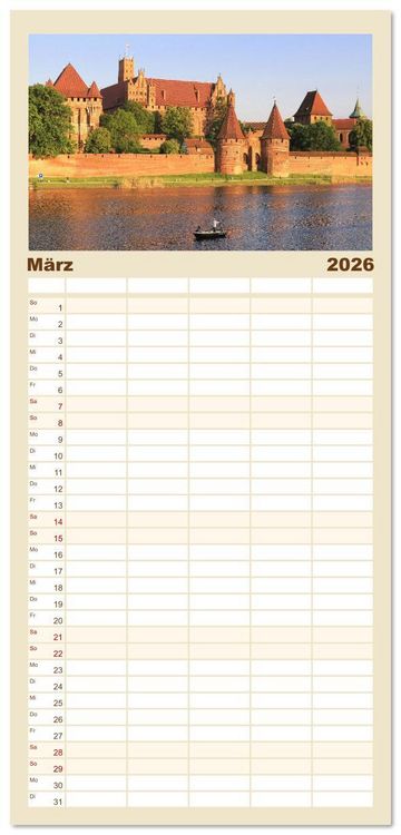 Produktbild: Familienplaner 2026 - Quer durch Polens Norden mit 5 Spalten (Wandkalender, 21 x 45 cm) CALVENDO
