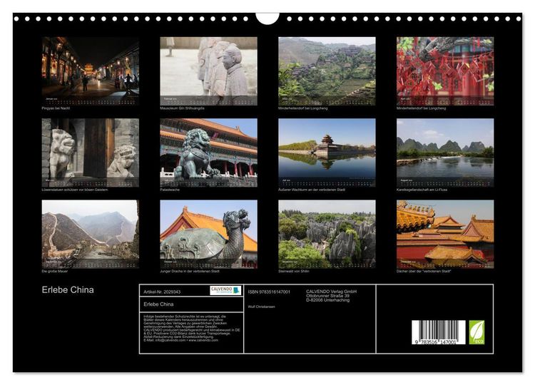 Produktbild: Erlebe China (Wandkalender 2026 DIN A3 quer), CALVENDO Monatskalender