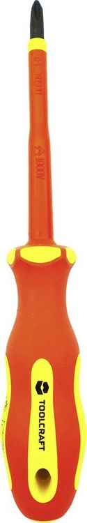 Produktbild: TOOLCRAFT PH2 TO-5345754 VDE, Elektrotechnik und Feinwerktechnik, Werkstatt Kreuzschlitz-Schraubendreher PH 2 Klingenl&auml;nge: 100 mm