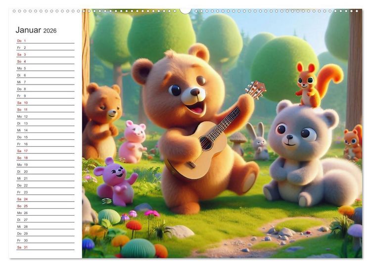 Produktbild: Musikalische Waldtiere (hochwertiger Premium Wandkalender 2026 DIN A2 quer), Kunstdruck in Hochglanz