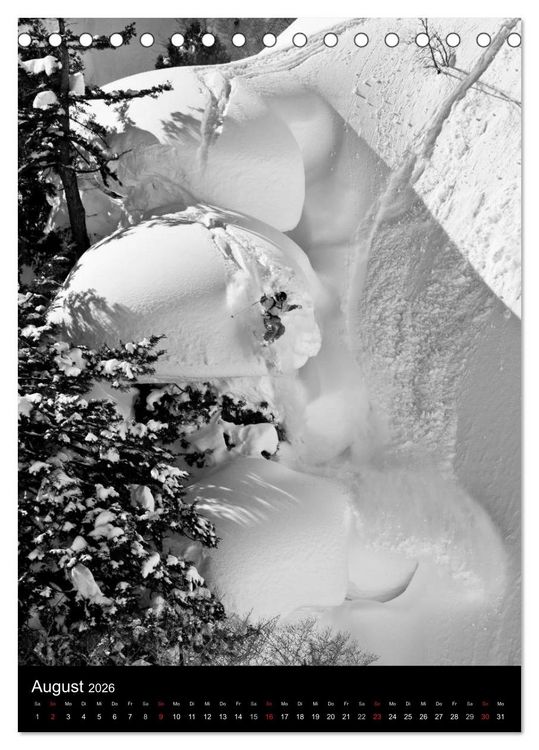 Produktbild: Monochrome Ski (Tischkalender 2026 DIN A5 hoch), CALVENDO Monatskalender