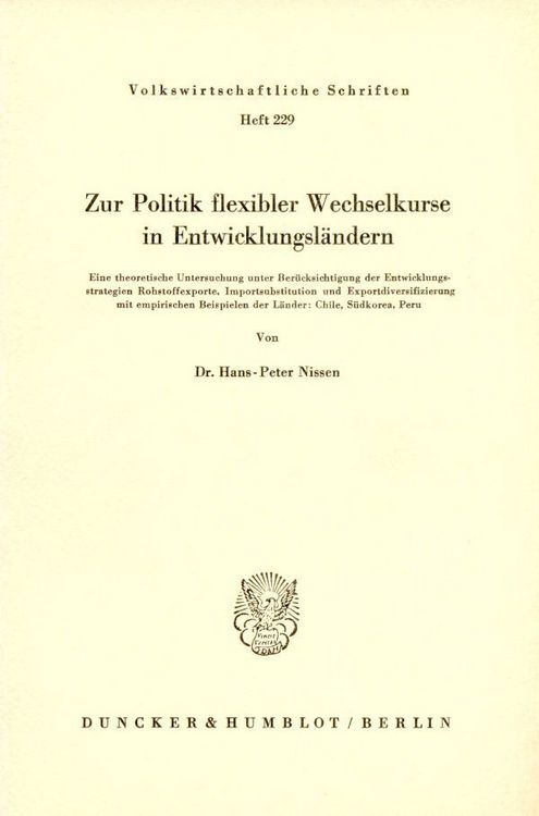 Produktbild: Zur Politik flexibler Wechselkurse in Entwicklungsl&auml;ndern.