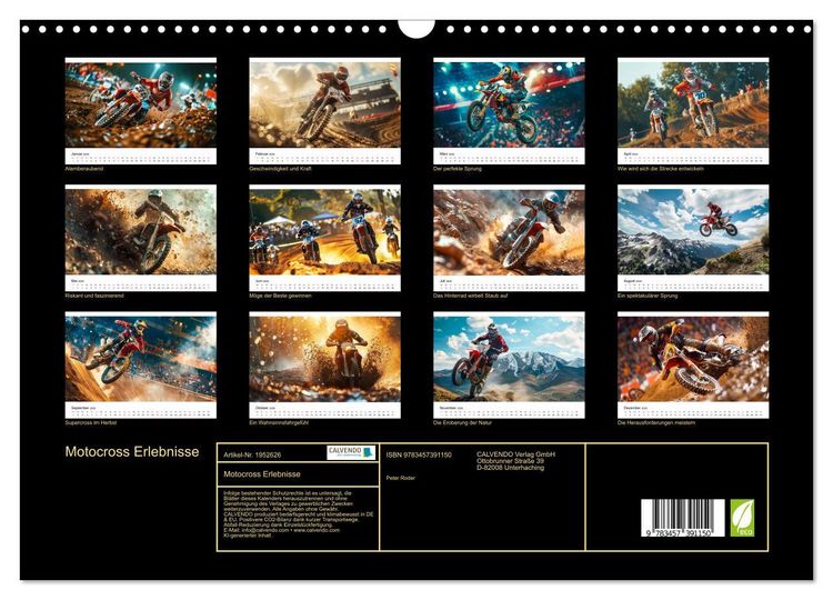 Produktbild: Motocross Erlebnisse (Wandkalender 2026 DIN A3 quer), CALVENDO Monatskalender
