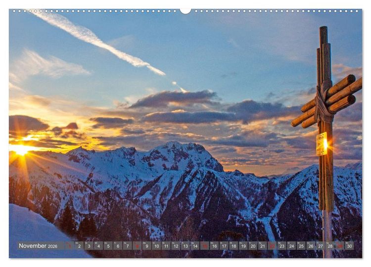 Produktbild: Gipfelkreuze im Sonnenlicht (hochwertiger Premium Wandkalender 2026 DIN A2 quer), Kunstdruck in Hochglanz