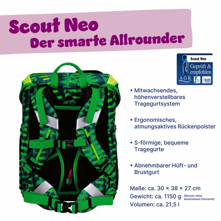 Produktbild: Scout Schulranzen Set Neo, Schulranzen Set, 4tlg, Danger Dino