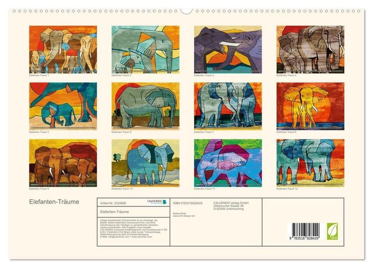 Produktbild: Elefanten-Tr&auml;ume (hochwertiger Premium Wandkalender 2027 DIN A2 quer), Kunstdruck in Hochglanz