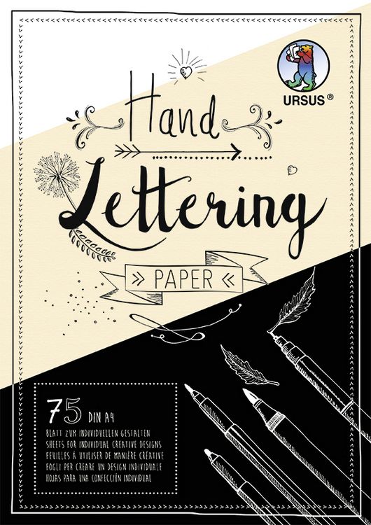 Produktbild: URSUS Handlettering Paper, DIN A4, wei&szlig;/creme/schwarz