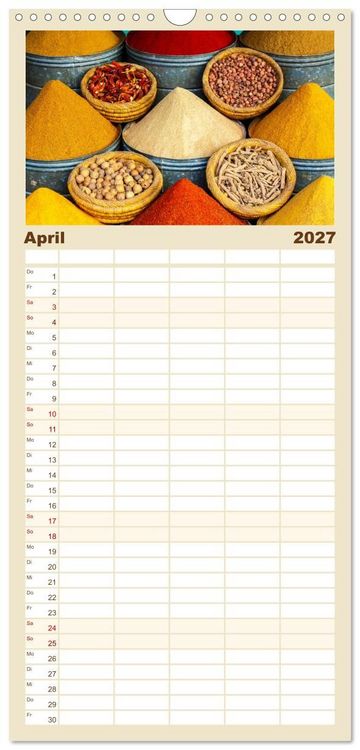 Produktbild: Familienplaner 2027 - Marokko: Marrakesch, Atlas, Sahara, F&egrave;s mit 5 Spalten (Wandkalender, 21 x 45 cm) CALVENDO
