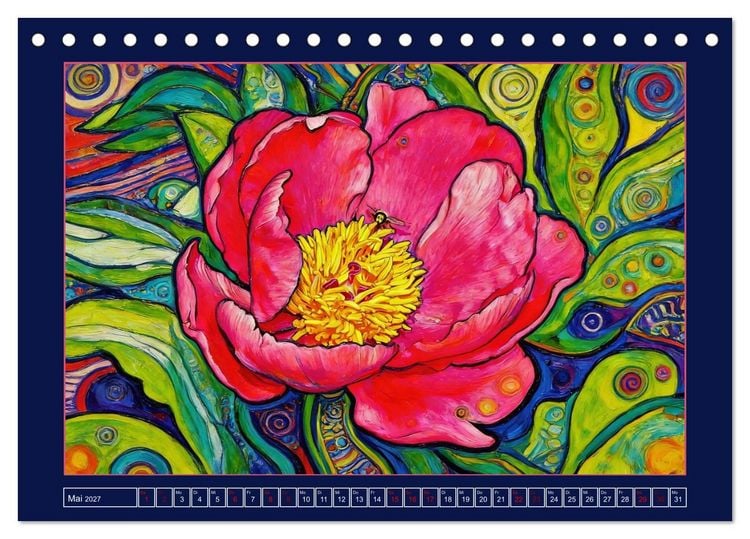 Produktbild: Bl&uuml;ten im verspielten Jugendstil (Tischkalender 2027 DIN A5 quer), CALVENDO Monatskalender
