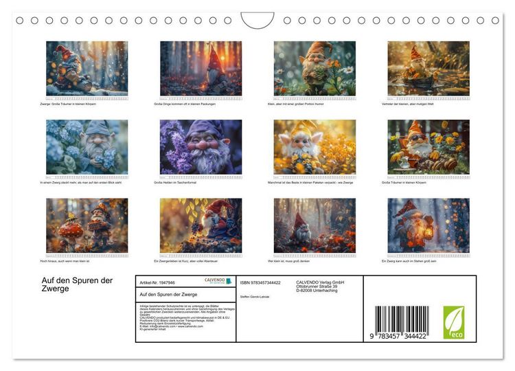 Produktbild: Auf den Spuren der Zwerge (Wandkalender 2026 DIN A4 quer), CALVENDO Monatskalender