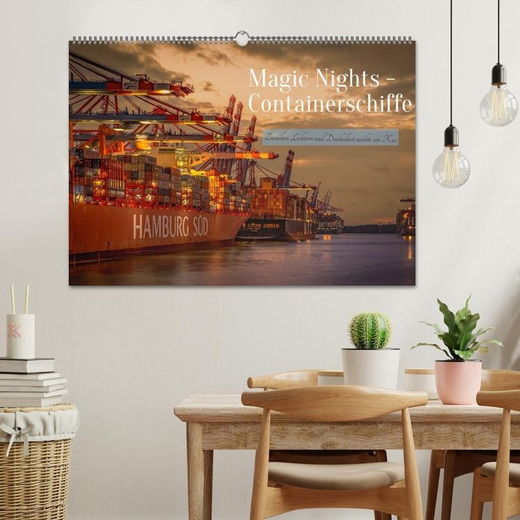 Produktbild: Magic Nights Containerschiffe (Wandkalender 2027 DIN A2 quer), CALVENDO Monatskalender