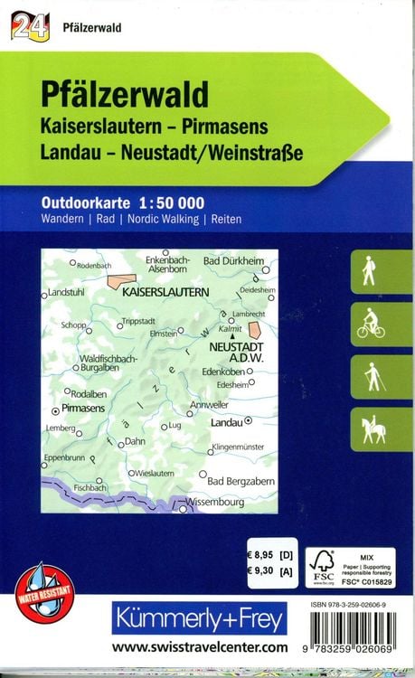 Produktbild: K&uuml;mmerly+Frey Outdoorkarte Deutschland 24 Pf&auml;lzerwald 1:50.000