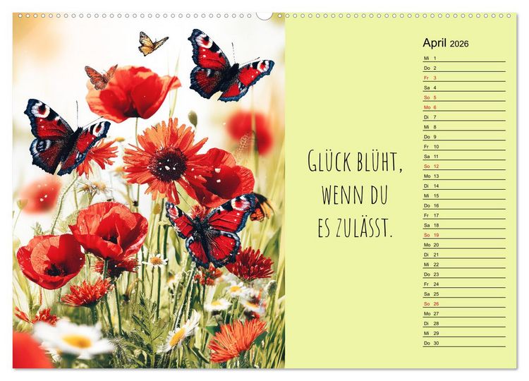 Produktbild: Eine Portion Gl&uuml;ck - Motivationskalender f&uuml;rs ganze Jahr (hochwertiger Premium Wandkalender 2026 DIN A2 quer), Kunstdruck in Hochglanz