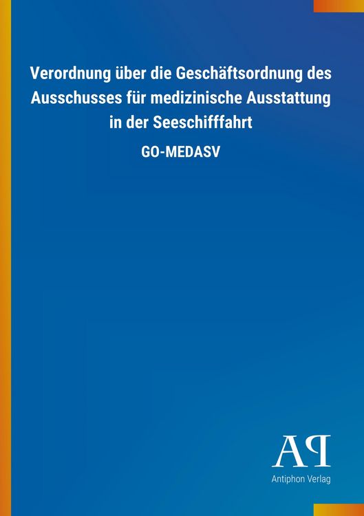 Produktbild: Verordnung &uuml;ber die Gesch&auml;ftsordnung des Ausschusses f&uuml;r med