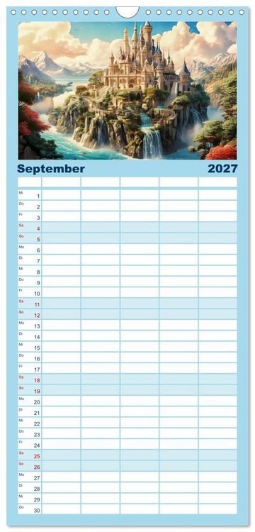 Produktbild: Familienplaner 2027 - Romantische Ritterburgen mit 5 Spalten (Wandkalender, 21 x 45 cm) CALVENDO