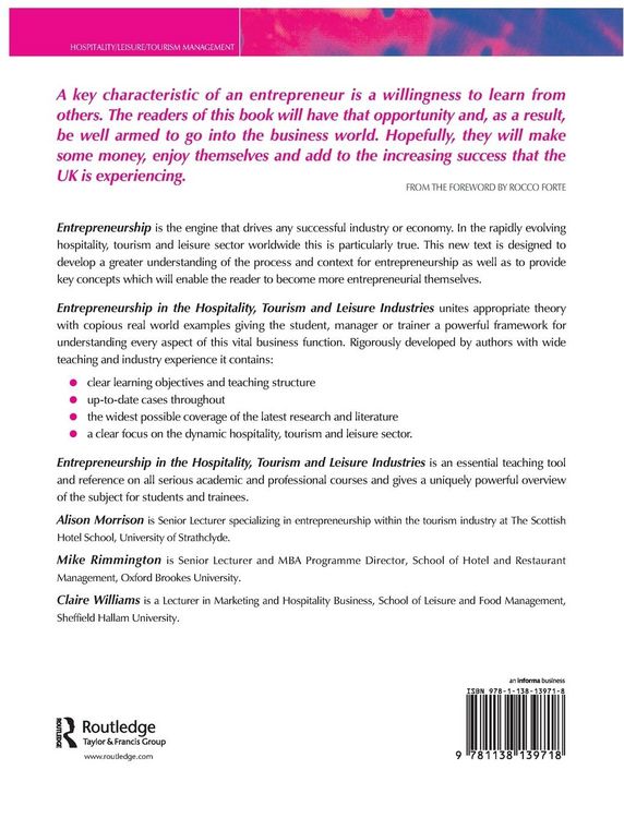 Produktbild: Entrepreneurship in the Hospitality, Tourism and Leisure Industries