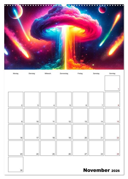 Produktbild: Neonlicht Familienplaner (Wandkalender 2026 DIN A2 hoch), CALVENDO Monatskalender