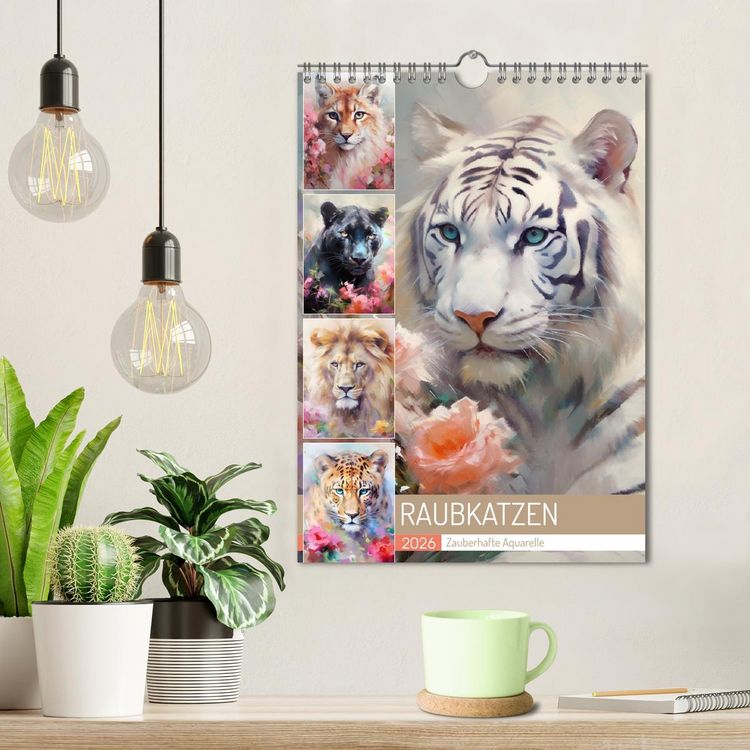 Produktbild: Raubkatzen. Zauberhafte Aquarelle (Wandkalender 2026 DIN A4 hoch), CALVENDO Monatskalender