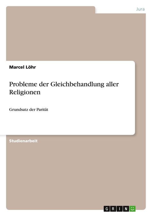 Produktbild: Probleme der Gleichbehandlung aller Religionen
