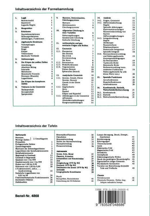 Produktbild: Mathematische und naturwissenschaftliche Tafeln