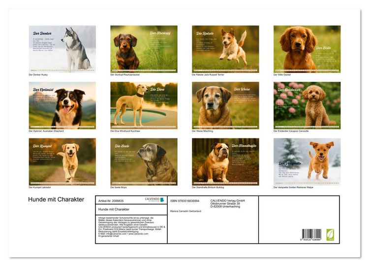 Produktbild: Hunde mit Charakter (Wandkalender 2026 DIN A2 quer), CALVENDO Monatskalender