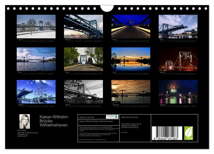 Produktbild: Kaiser-Wilhelm-Br&uuml;cke Wilhelmshaven (Wandkalender 2026 DIN A4 quer), CALVENDO Monatskalender