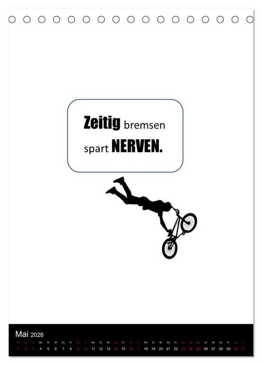 Produktbild: Markante, freche Spr&uuml;che rund ums Radfahren (Tischkalender 2026 DIN A5 hoch), CALVENDO Monatskalender