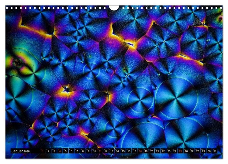 Produktbild: Mikrokristalle in polarisiertem Licht (Wandkalender 2026 DIN A3 quer), CALVENDO Monatskalender
