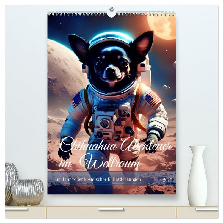 Produktbild: Chihuahua Abenteuer im Weltraum (hochwertiger Premium Wandkalender 2026 DIN A2 hoch), Kunstdruck in Hochglanz