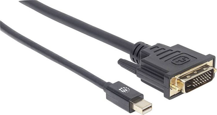 Produktbild: Manhattan Mini-DisplayPort / DVI Adapterkabel Mini DisplayPort Stecker, DVI-D 24+1pol. Stecker 1.80m Schwarz 152150 Folienschirm
