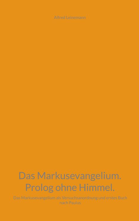 Produktbild: Das Markusevangelium. Prolog ohne Himmel.
