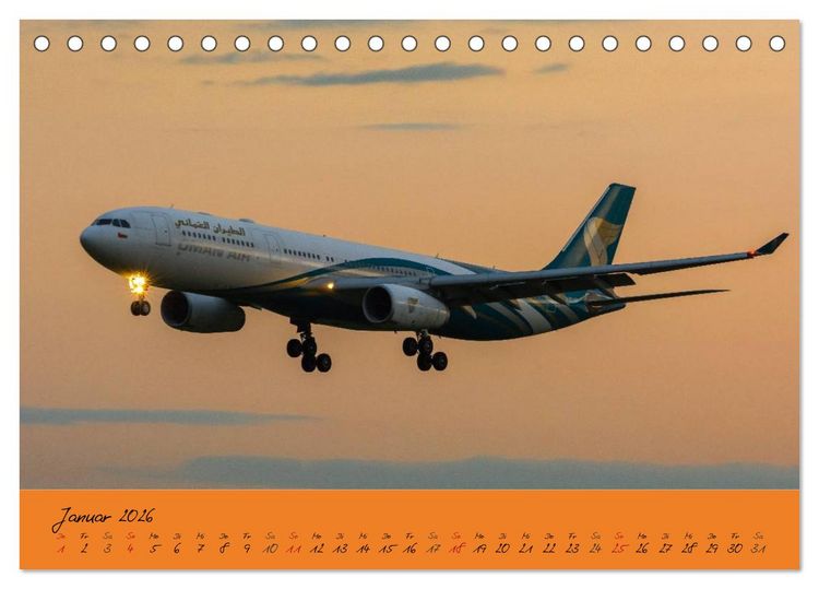 Produktbild: Flugzeuge im Abendlicht (Tischkalender 2026 DIN A5 quer), CALVENDO Monatskalender