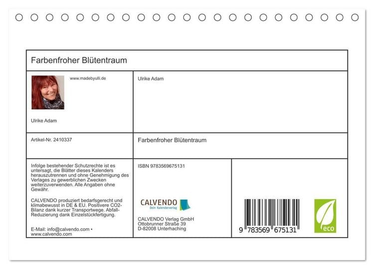 Produktbild: Farbenfroher Bl&uuml;tentraum (Tischkalender 2027 DIN A5 quer), CALVENDO Monatskalender